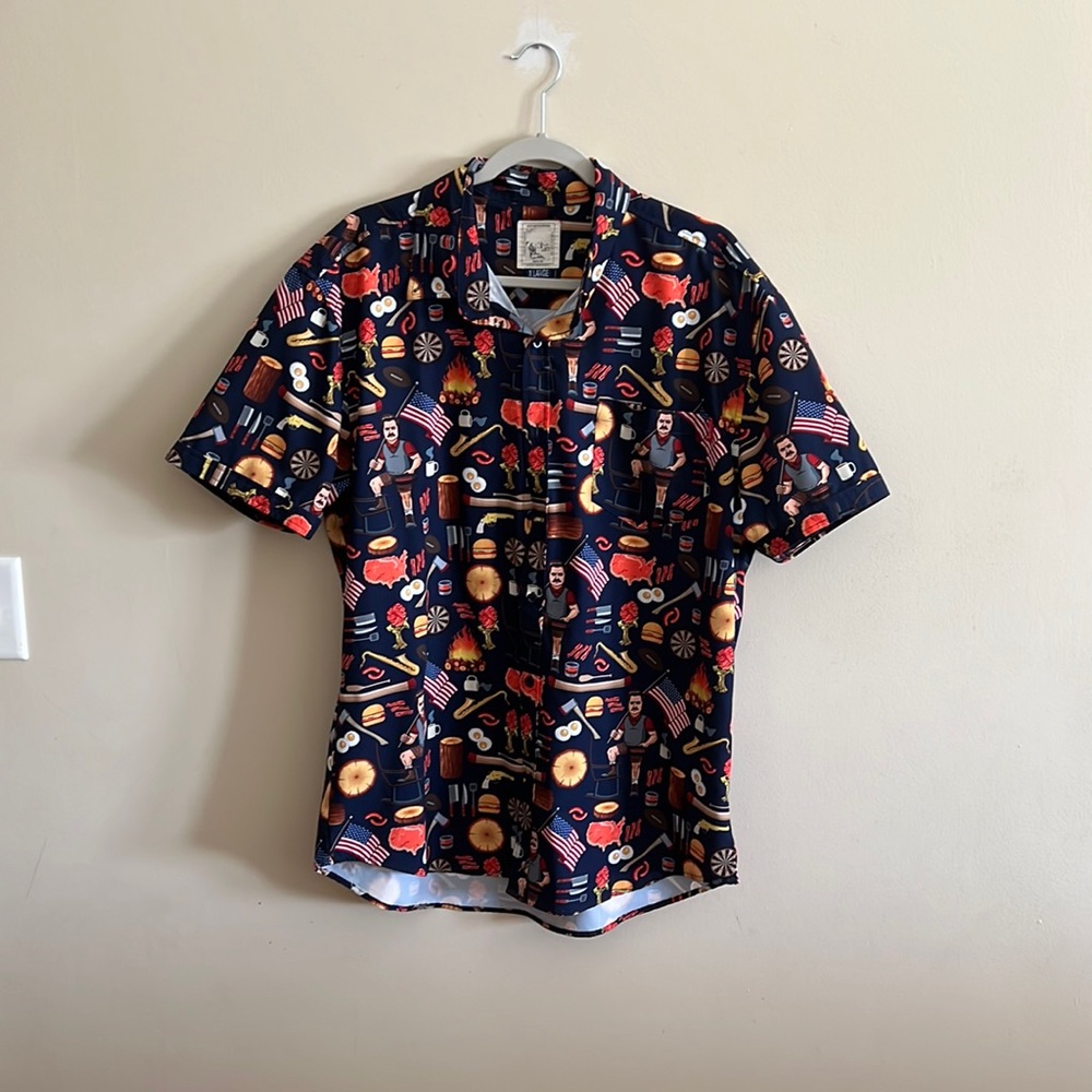 Men’s XL Ron Swanson BBQ Collared Shirt